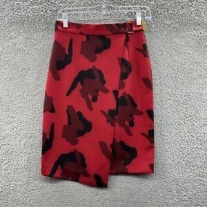 H&M Skirt Women's 6 Red & Black Animal Print Wrap Skirt Ladies 6